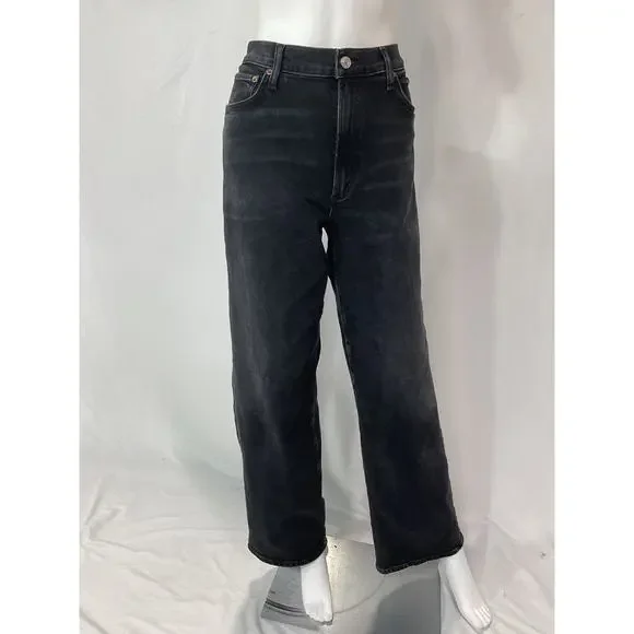 Agolde 'Harper' Black Straight Denim Jean  Size 30 - Picture 2 of 5